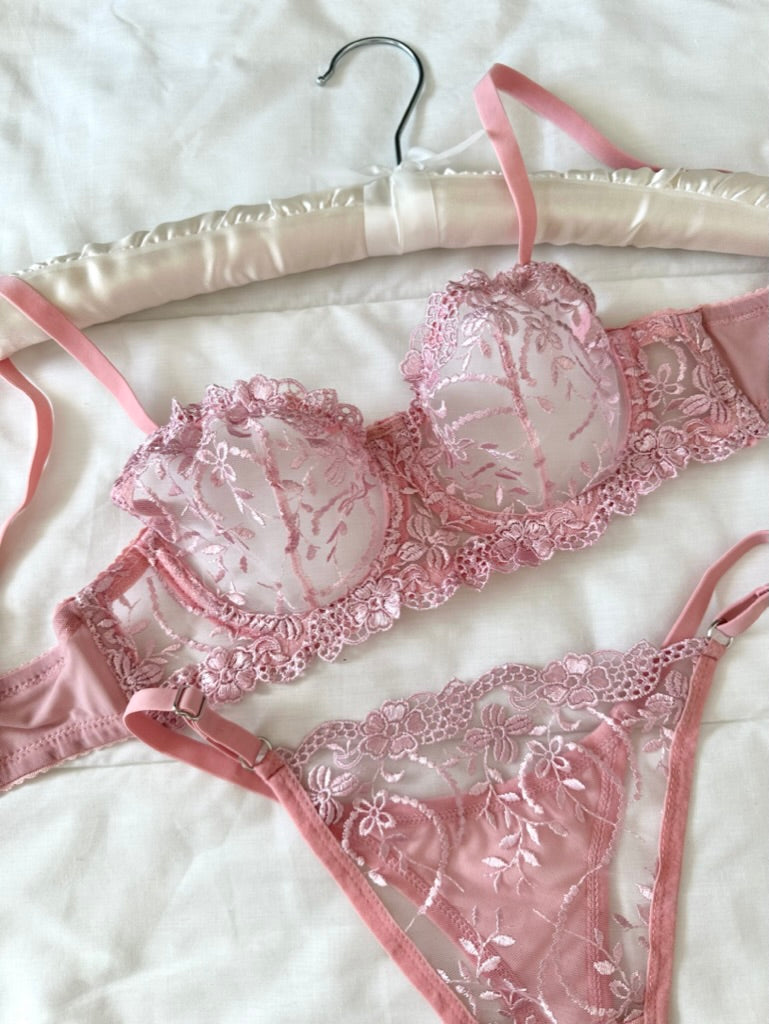 Pembe Marte Bralet Takım (Büyük Beden)
