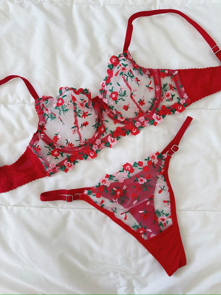 Tuberose Kırmızı Bralet Takım