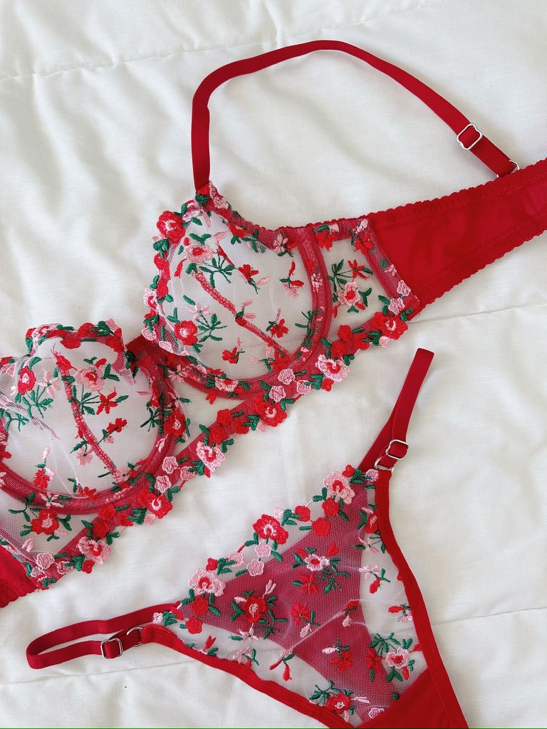 Tuberose Kırmızı Bralet Takım