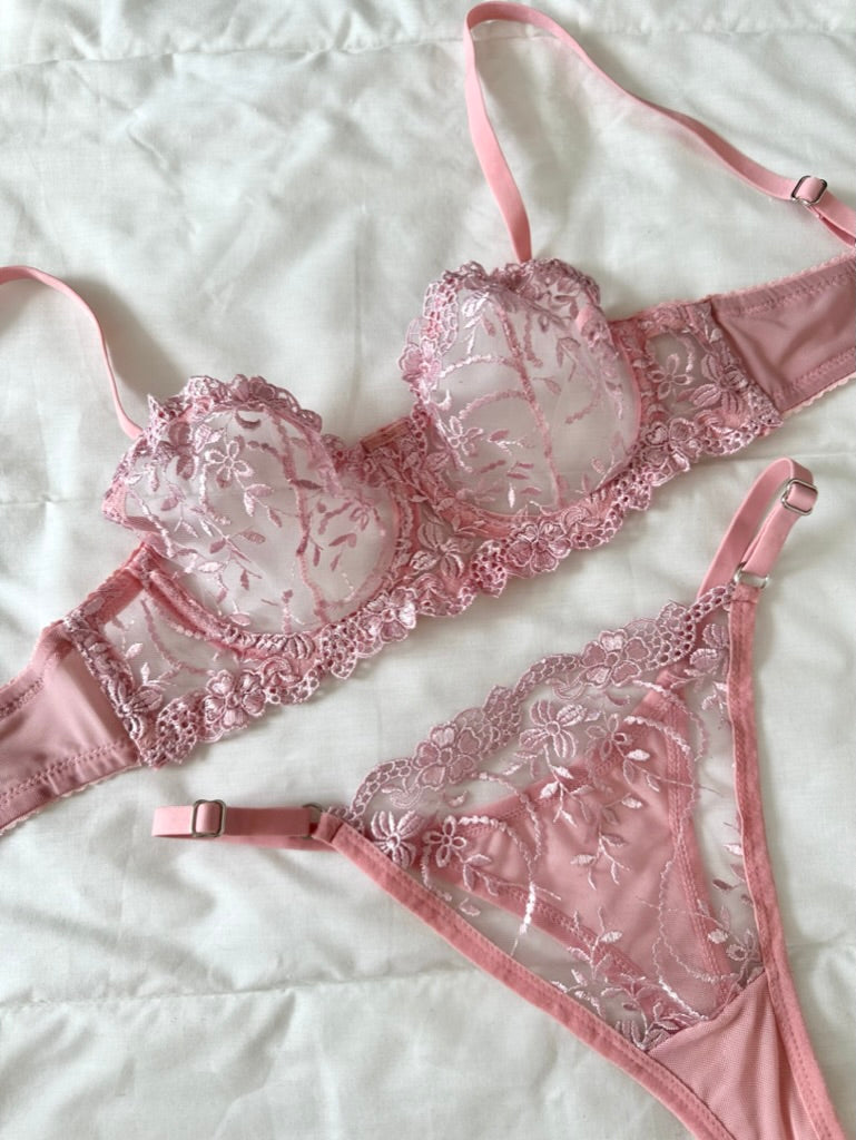Pembe Marte Bralet Takım (Büyük Beden)