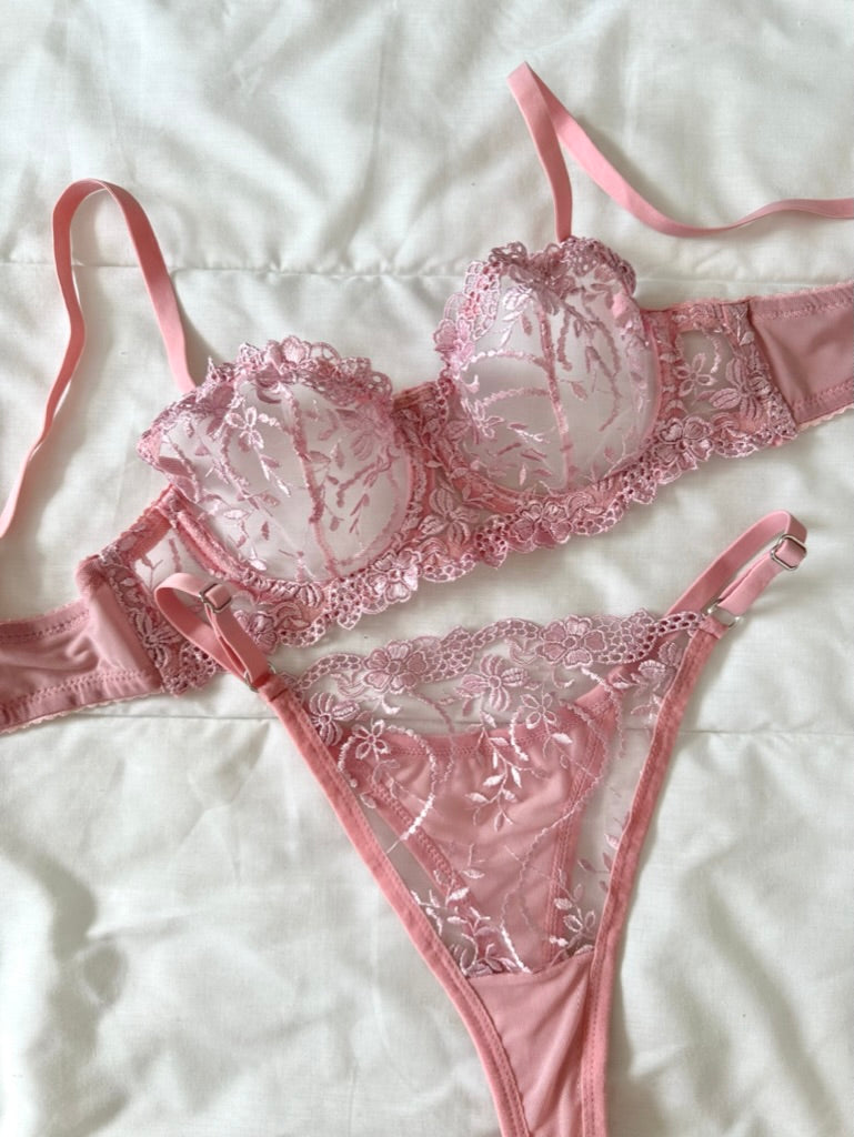 Pembe Marte Bralet Takım (Büyük Beden)