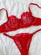 Kırmızı Love'l Bralet Takım (Büyük Beden)
