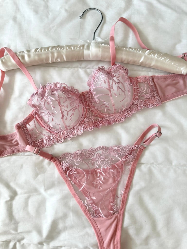 Pembe Marte Bralet Takım (Büyük Beden)