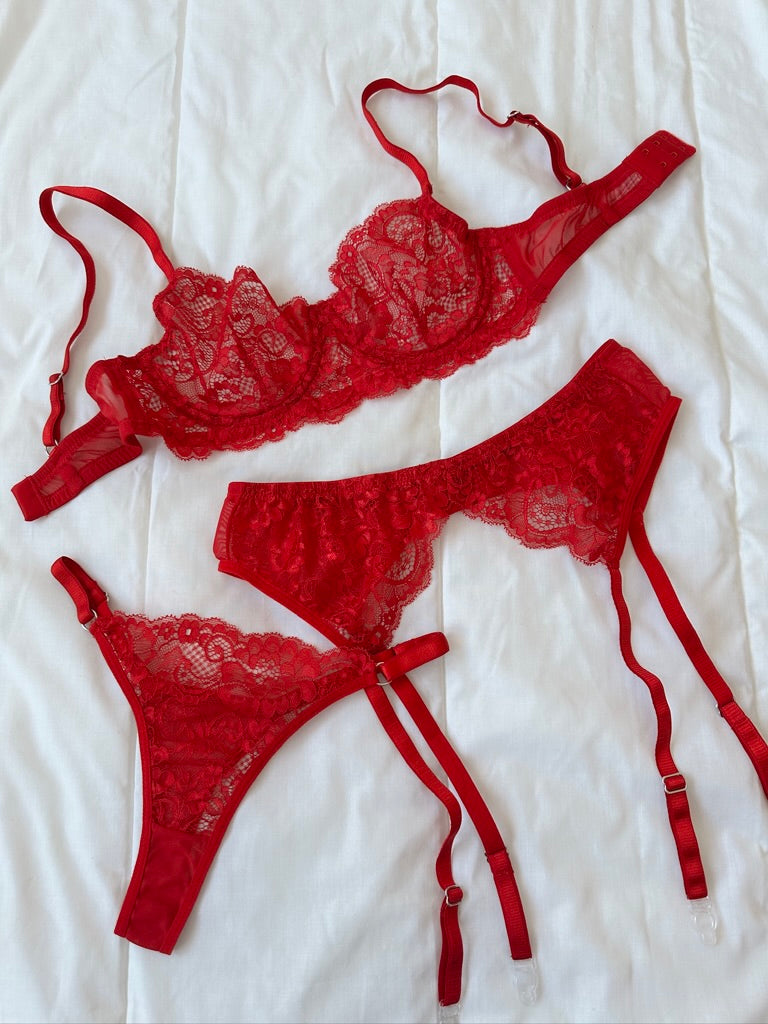 Valeria Kırmızı Jartiyer Set