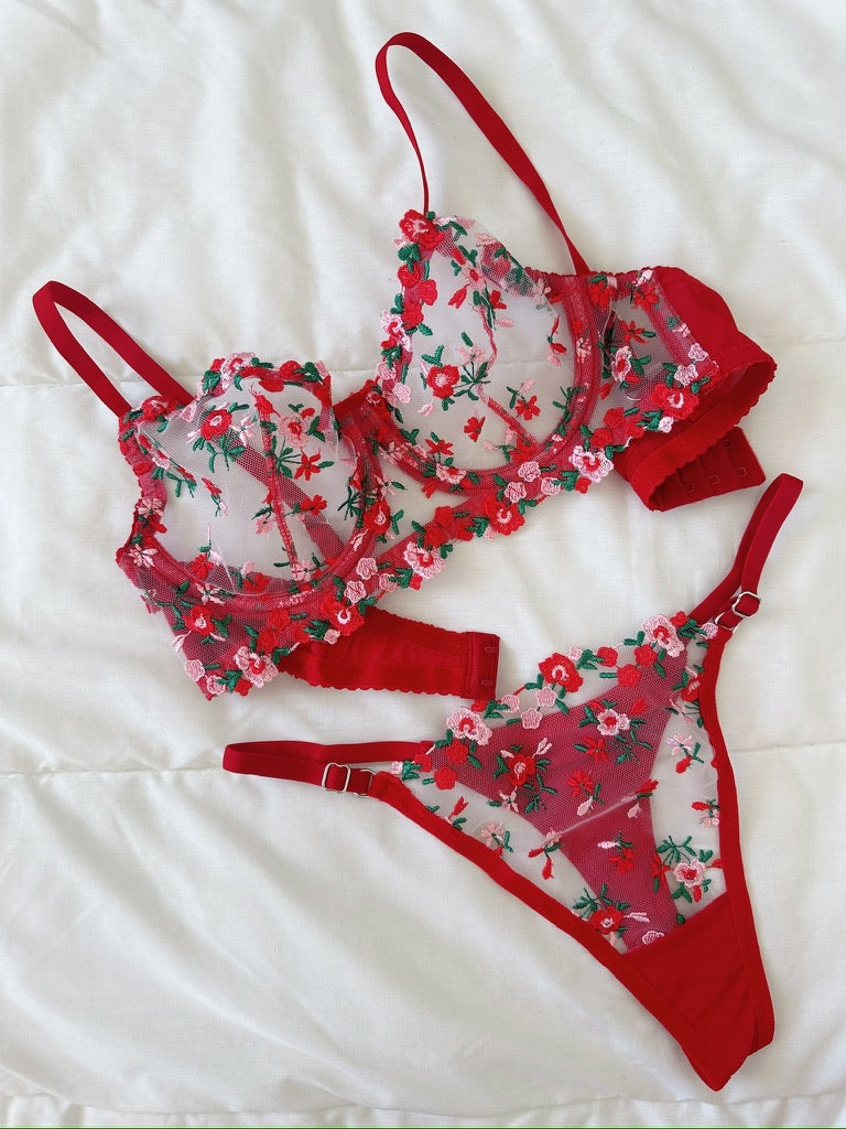 Tuberose Kırmızı Bralet Takım