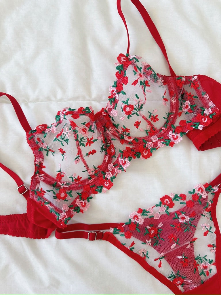 Tuberose Kırmızı Bralet Takım