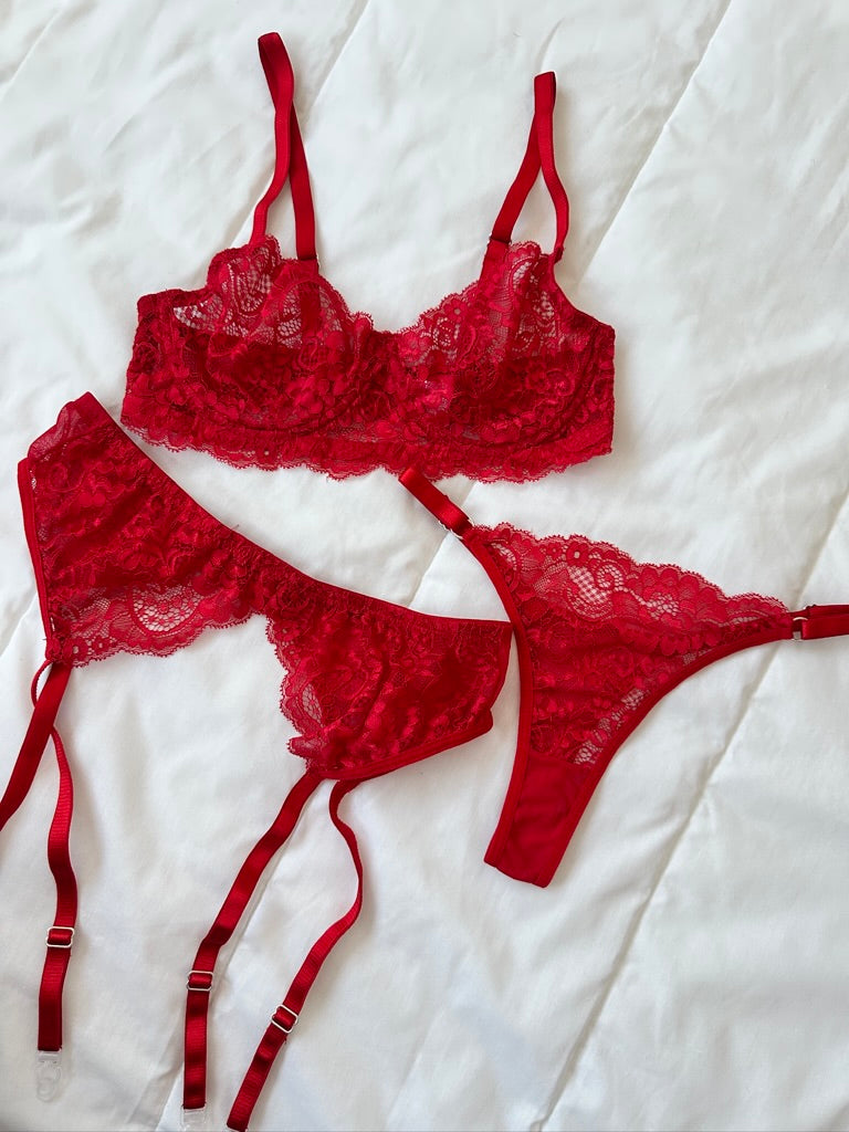 Valeria Kırmızı Jartiyer Set