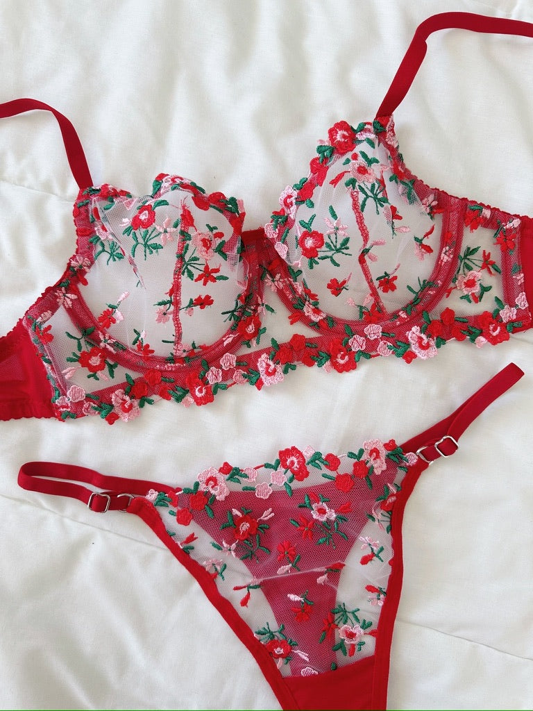 Tuberose Kırmızı Bralet Takım