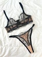 Siyah Ten Blair Bralet Takım (Büyük Beden)