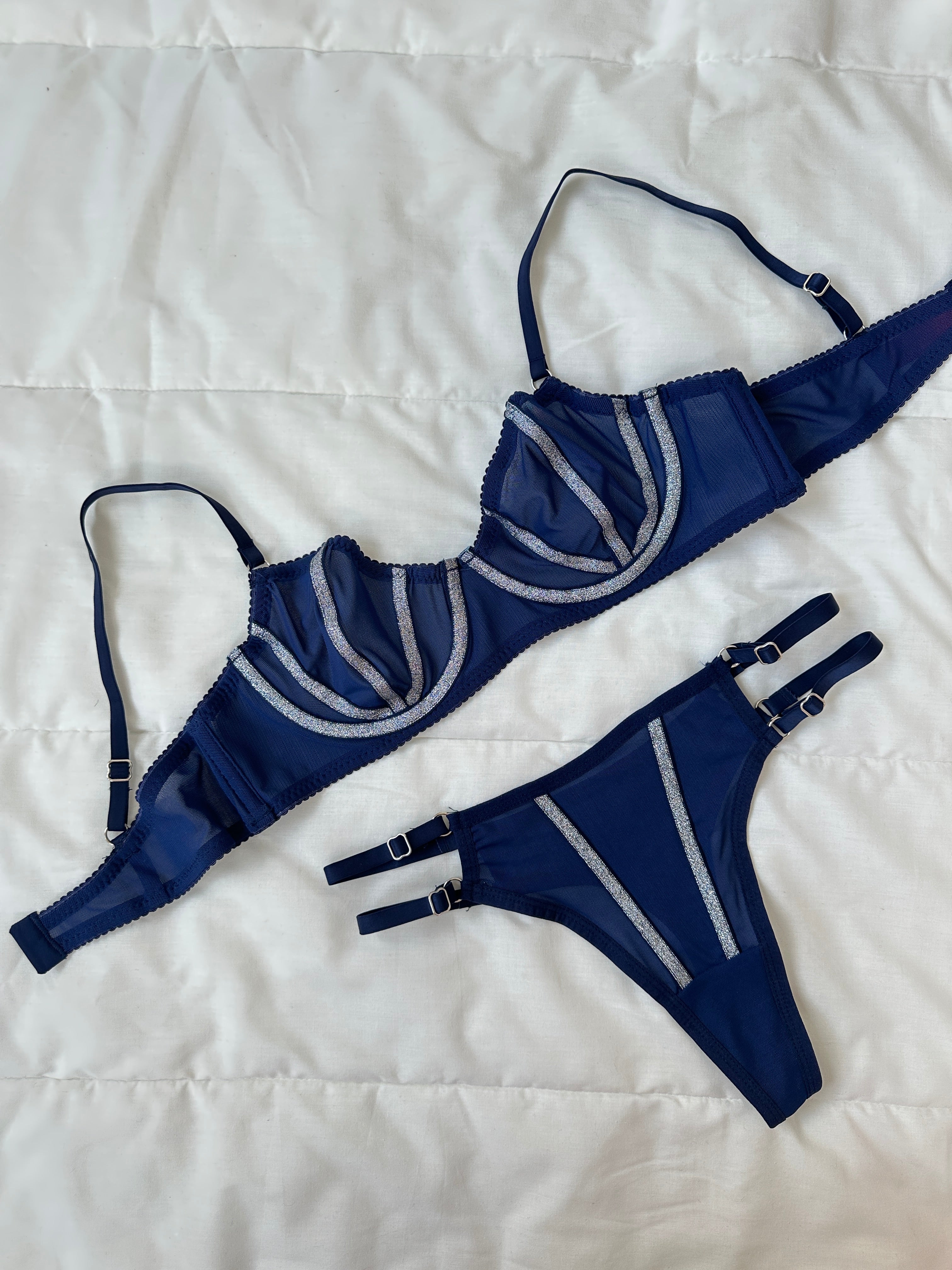 Simli Lori Lacivert Bralet Takım.