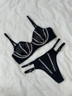 Simli Lori Siyah Bralet Takım.