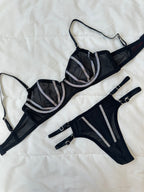 Simli Lori Siyah Bralet Takım.
