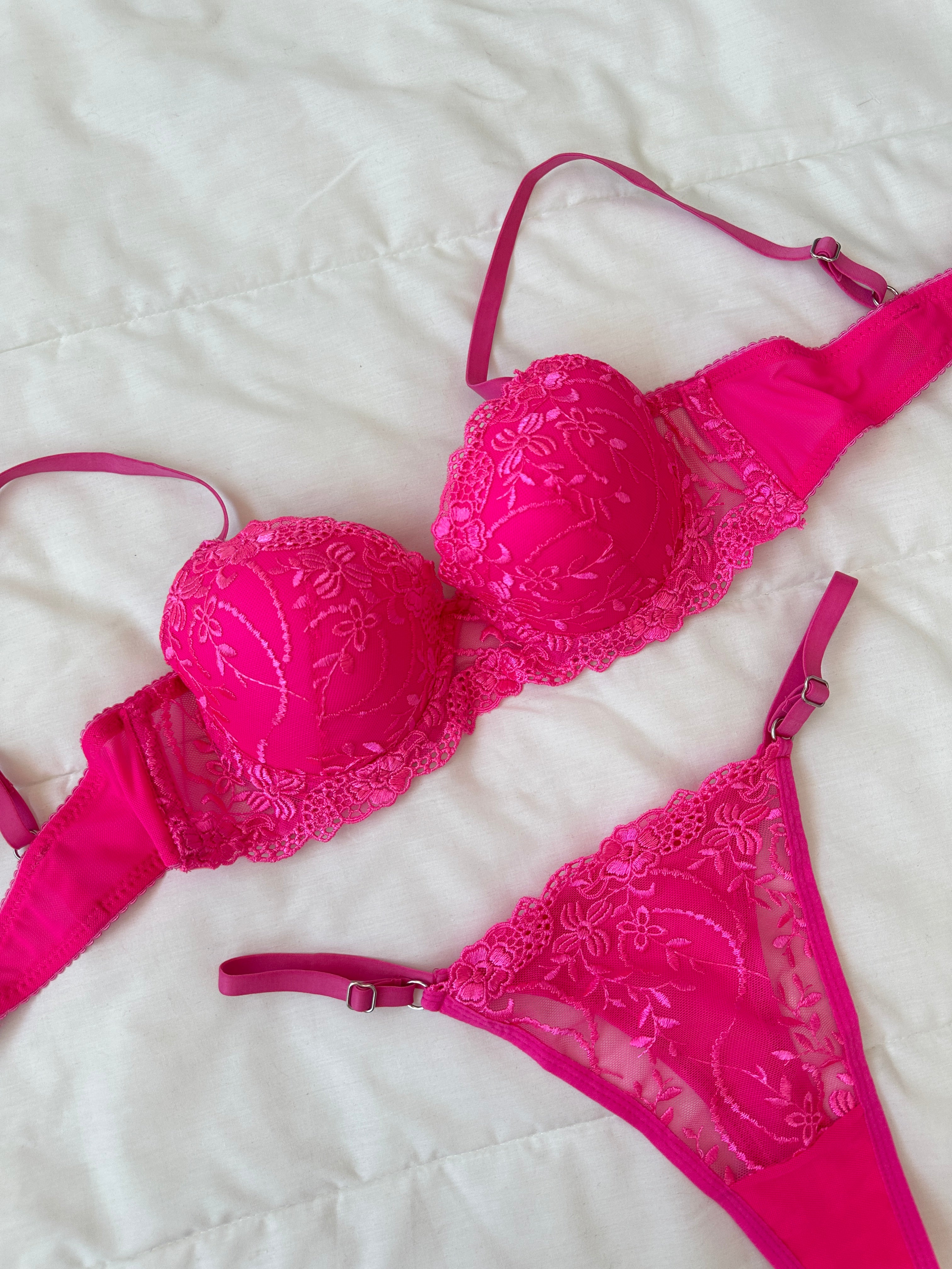 Pembe Rowena Push-up Bralet Takım.