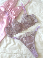 Lila Çiçekli Mareni Bralet Takım