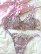 Lila Çiçekli Mareni Bralet Takım
