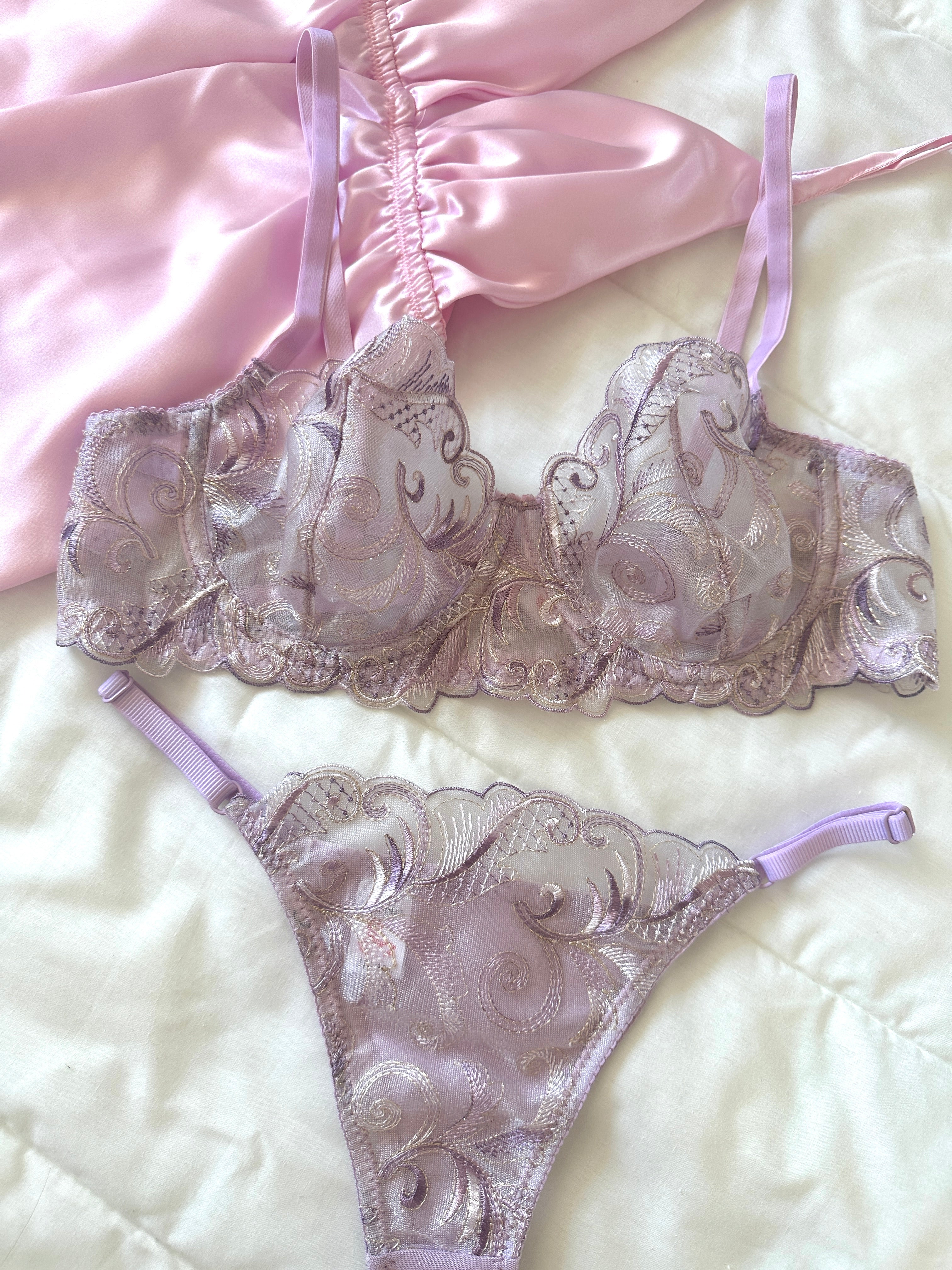 Lila Çiçekli Mareni Bralet Takım