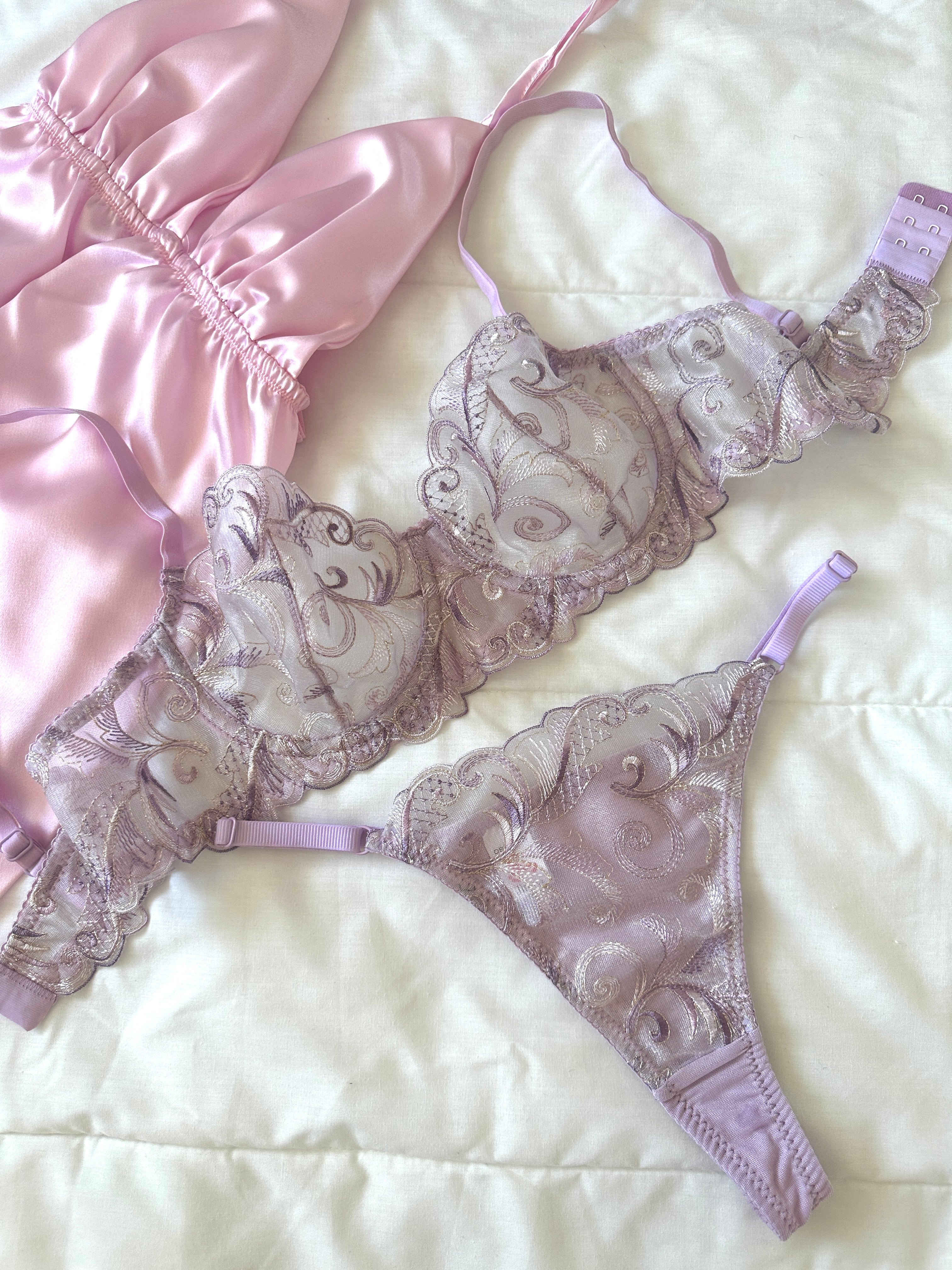 Lila Çiçekli Mareni Bralet Takım
