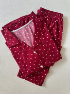 Kırmızı Puantiyeli Pijama Takımı