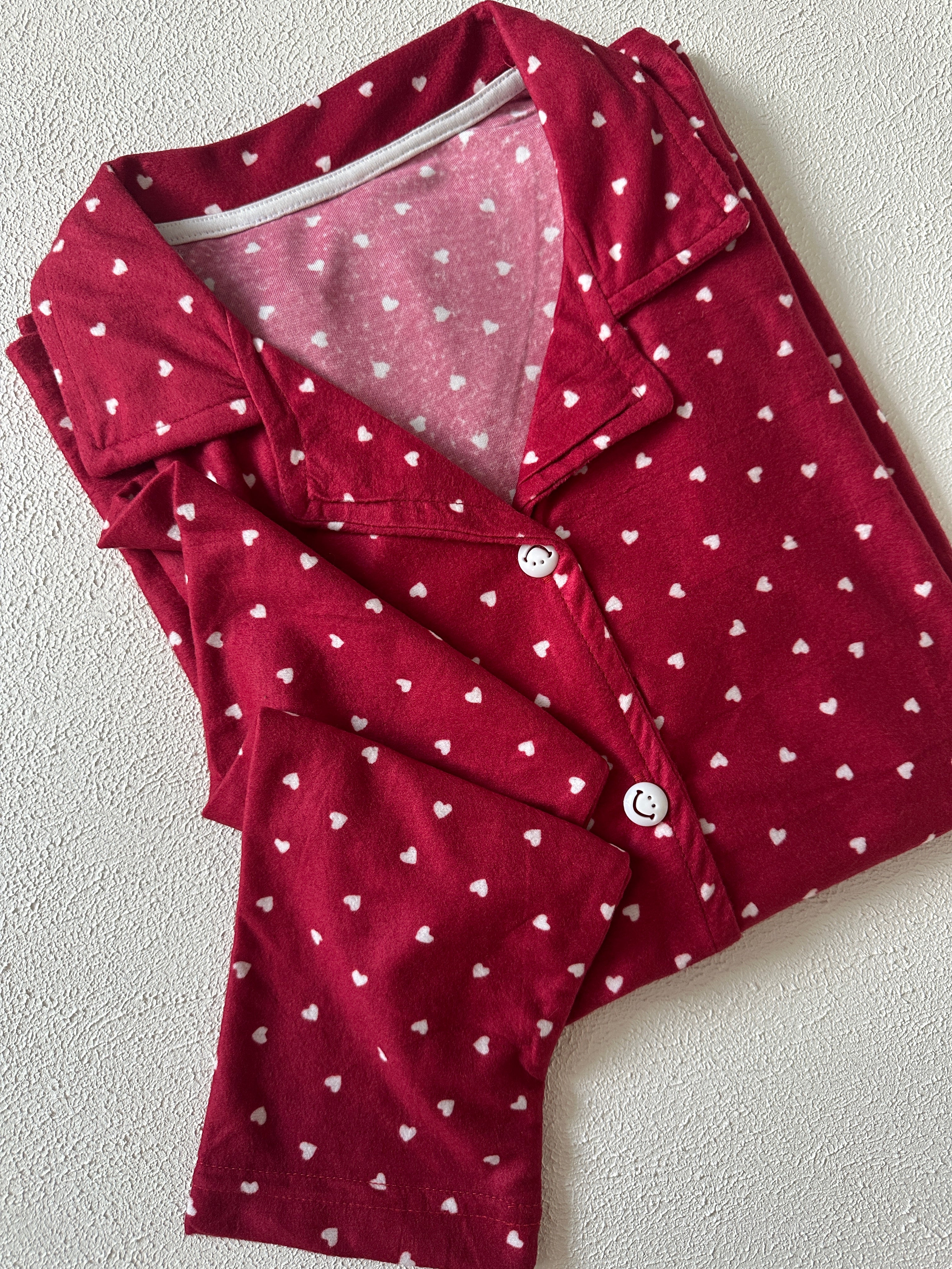 Kırmızı Puantiyeli Pijama Takımı