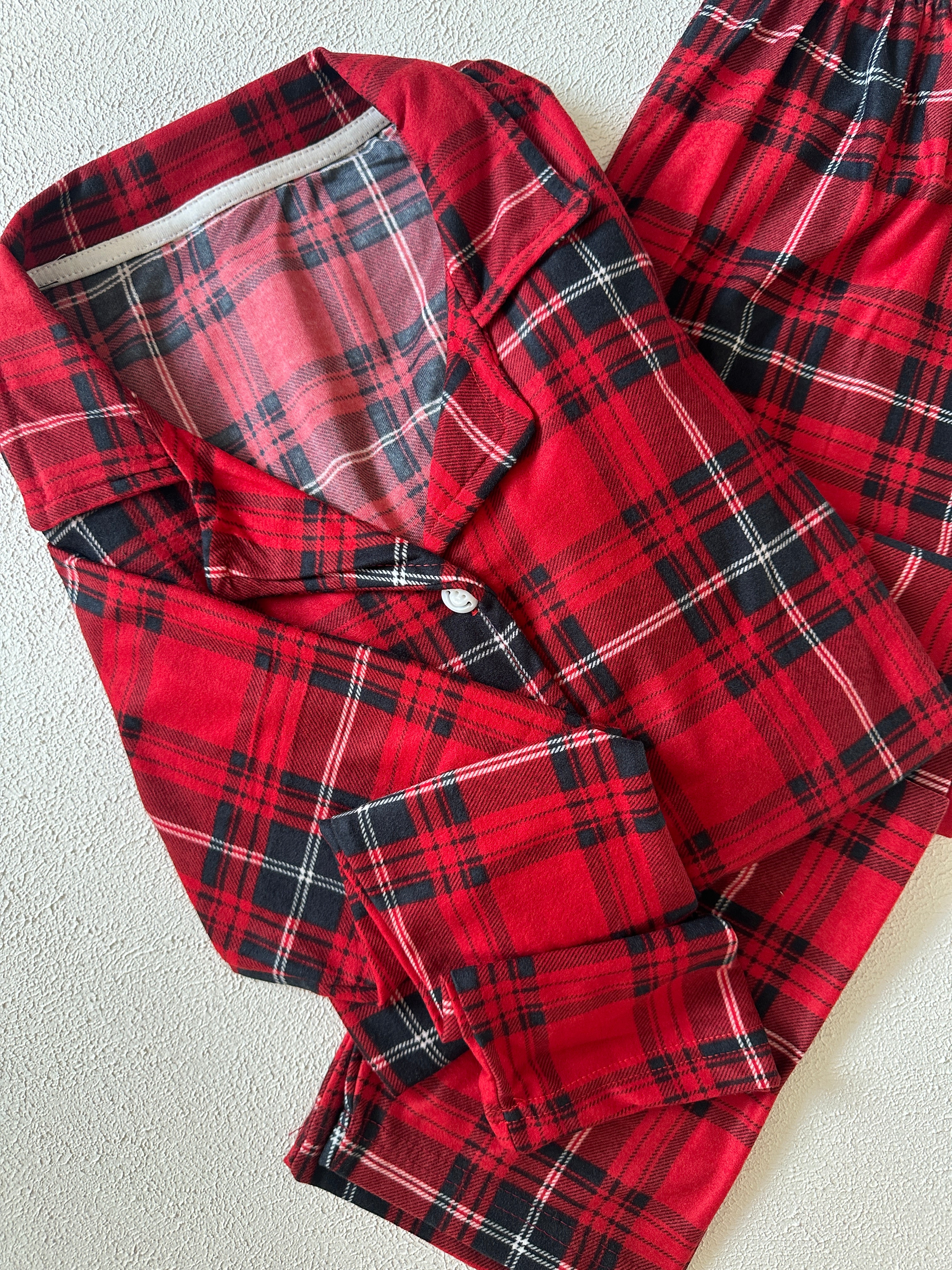 Kırmızı Ekoseli Pijama Takımı