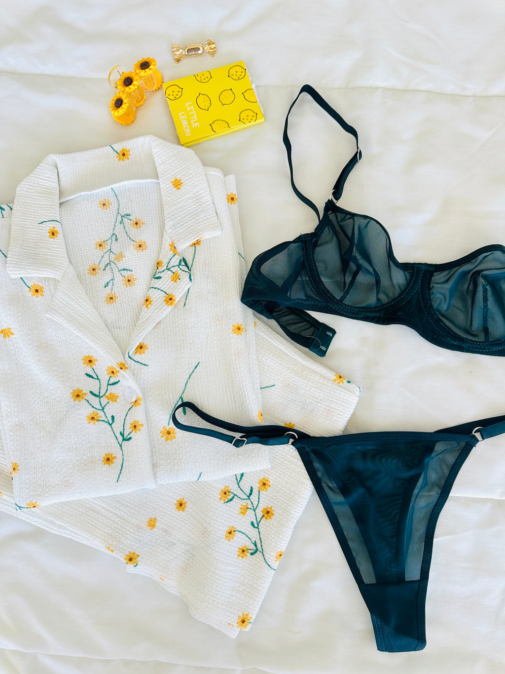 Beyaz Çiçek & Yeşil Crina 2'li Set