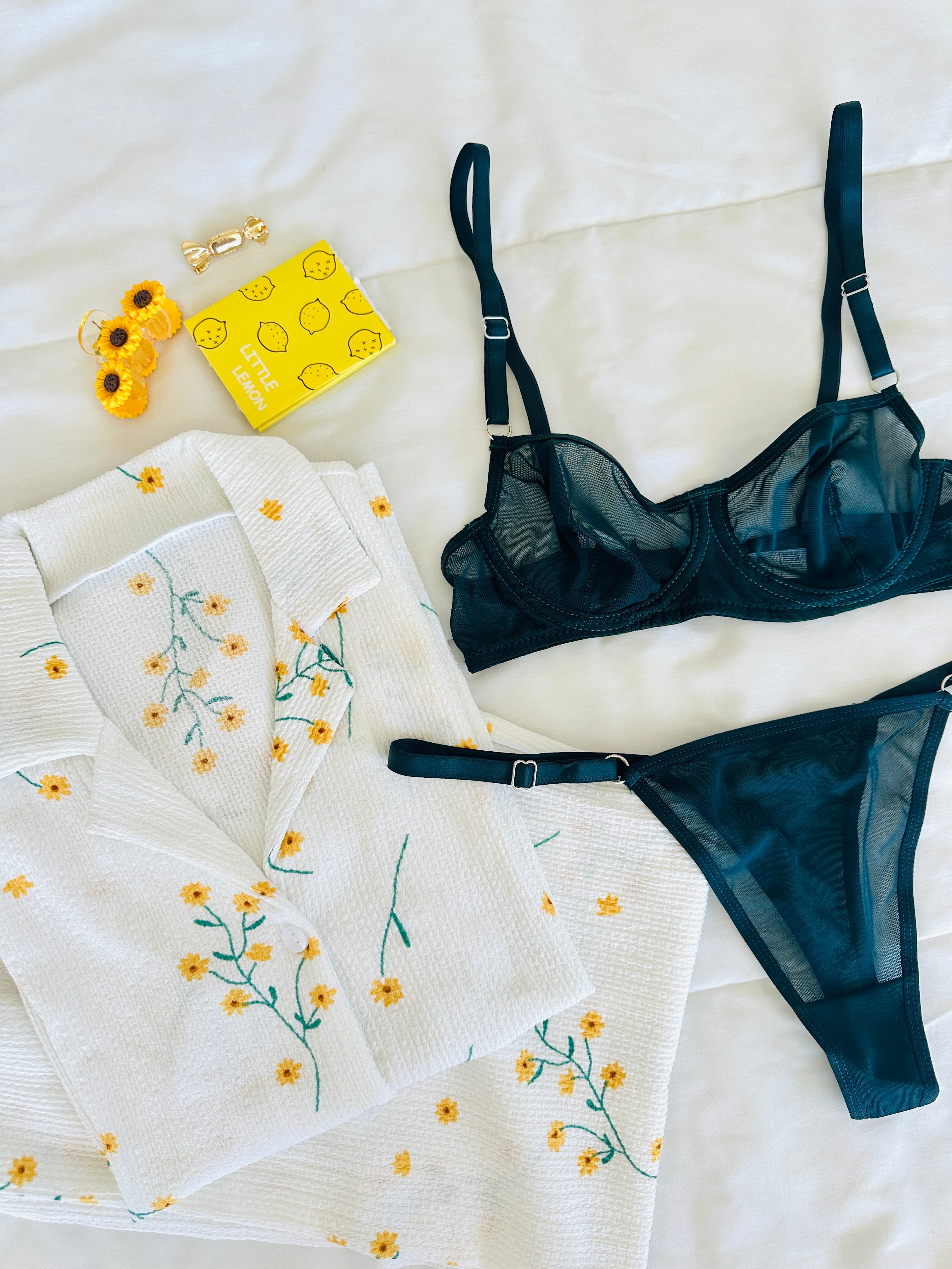 Beyaz Çiçek & Yeşil Crina 2'li Set