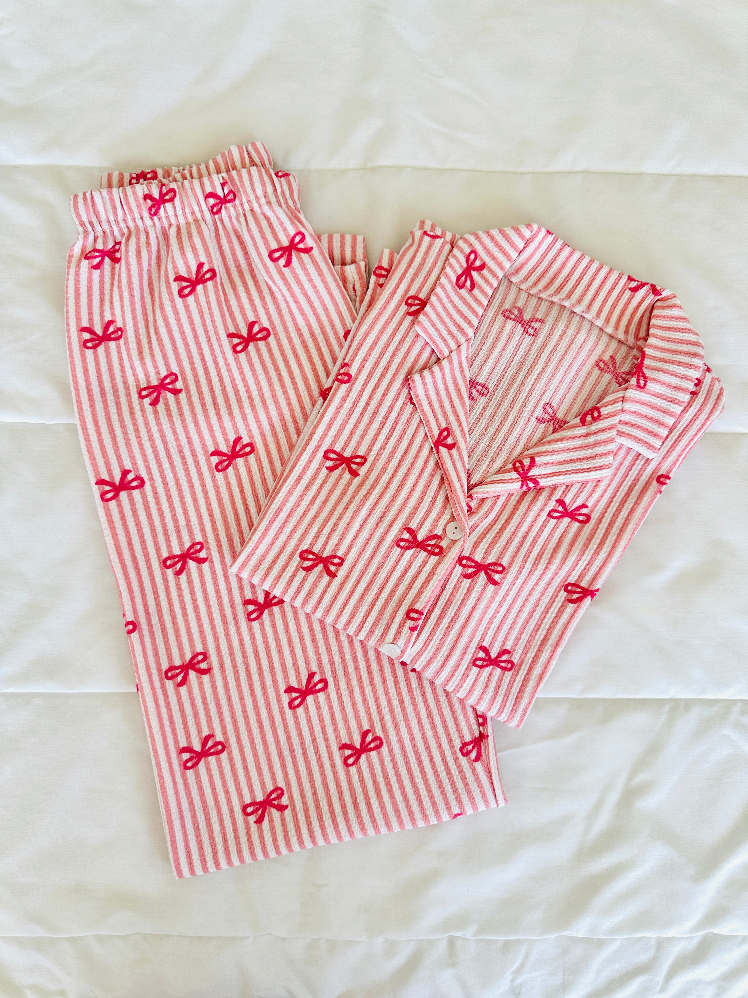 Pembe Fiyonk Bürümcük Pijama Takımı