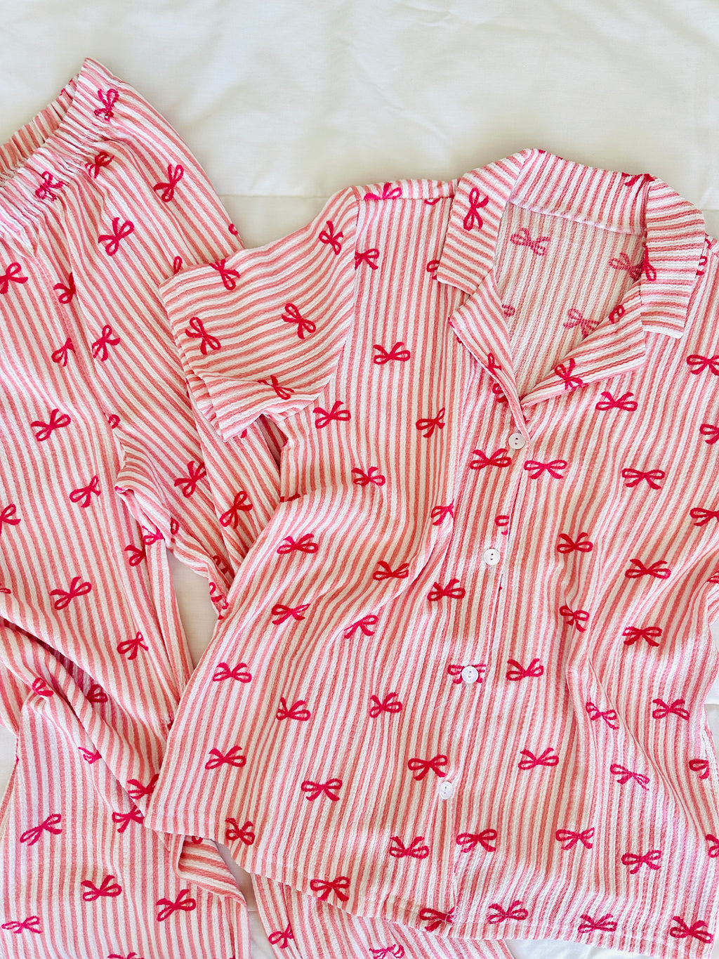 Pembe Fiyonk Bürümcük Pijama Takımı