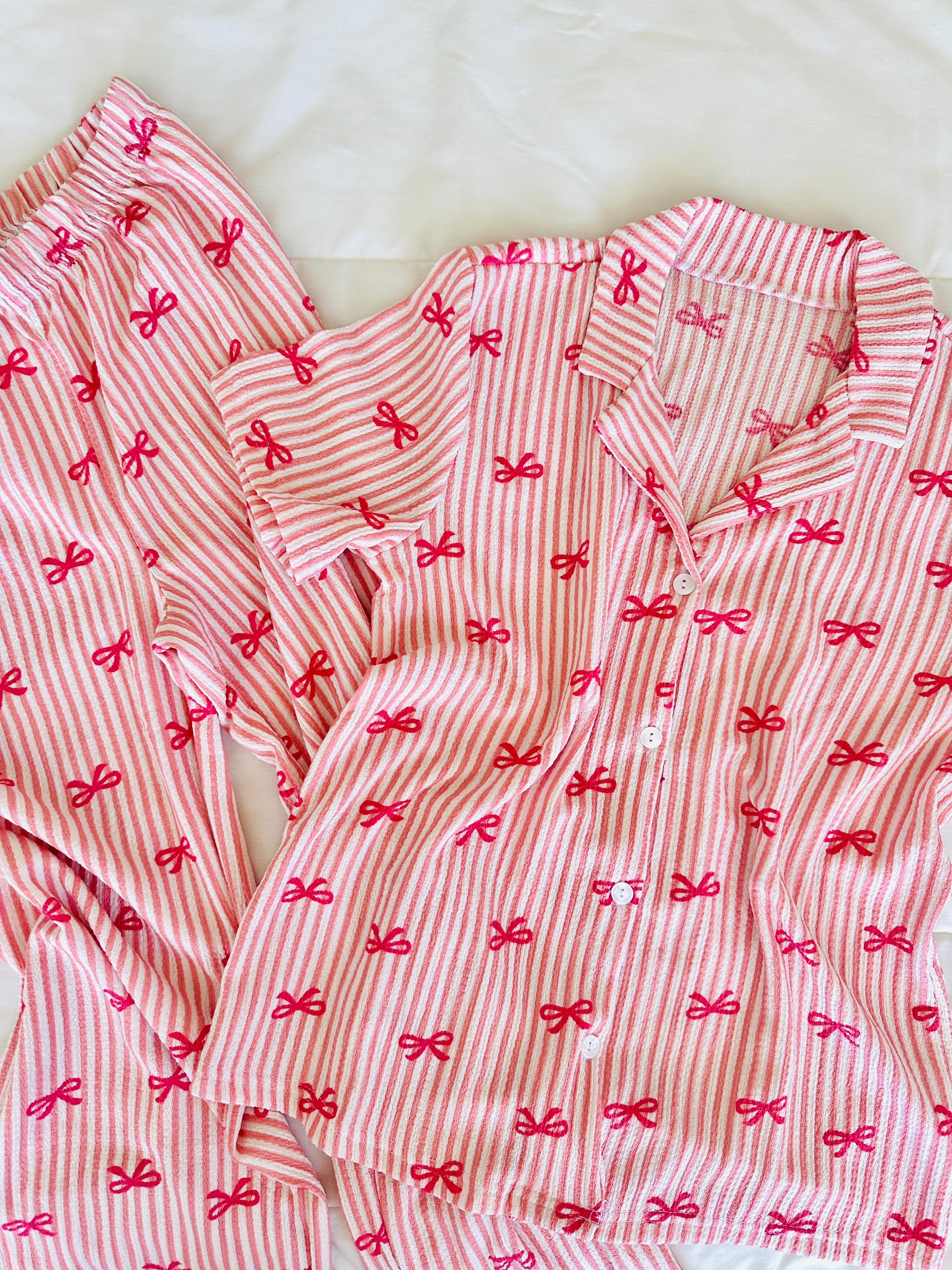 Pembe Fiyonk Bürümcük Pijama Takımı