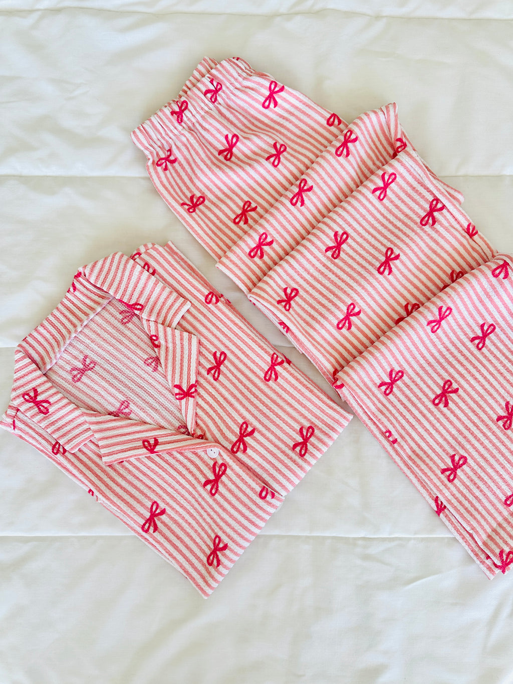 Pembe Fiyonk Bürümcük Pijama Takımı