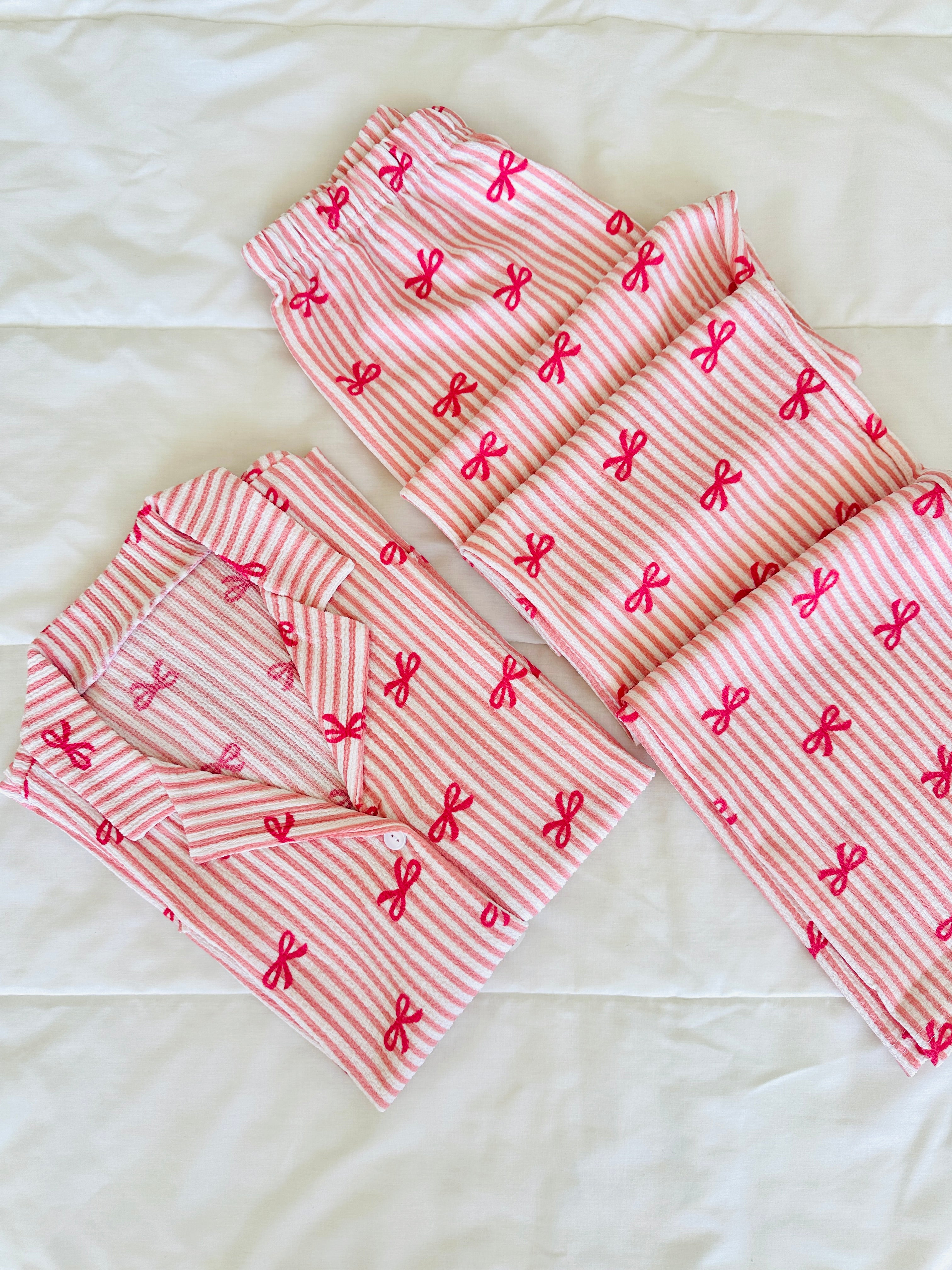 Pembe Fiyonk Bürümcük Pijama Takımı