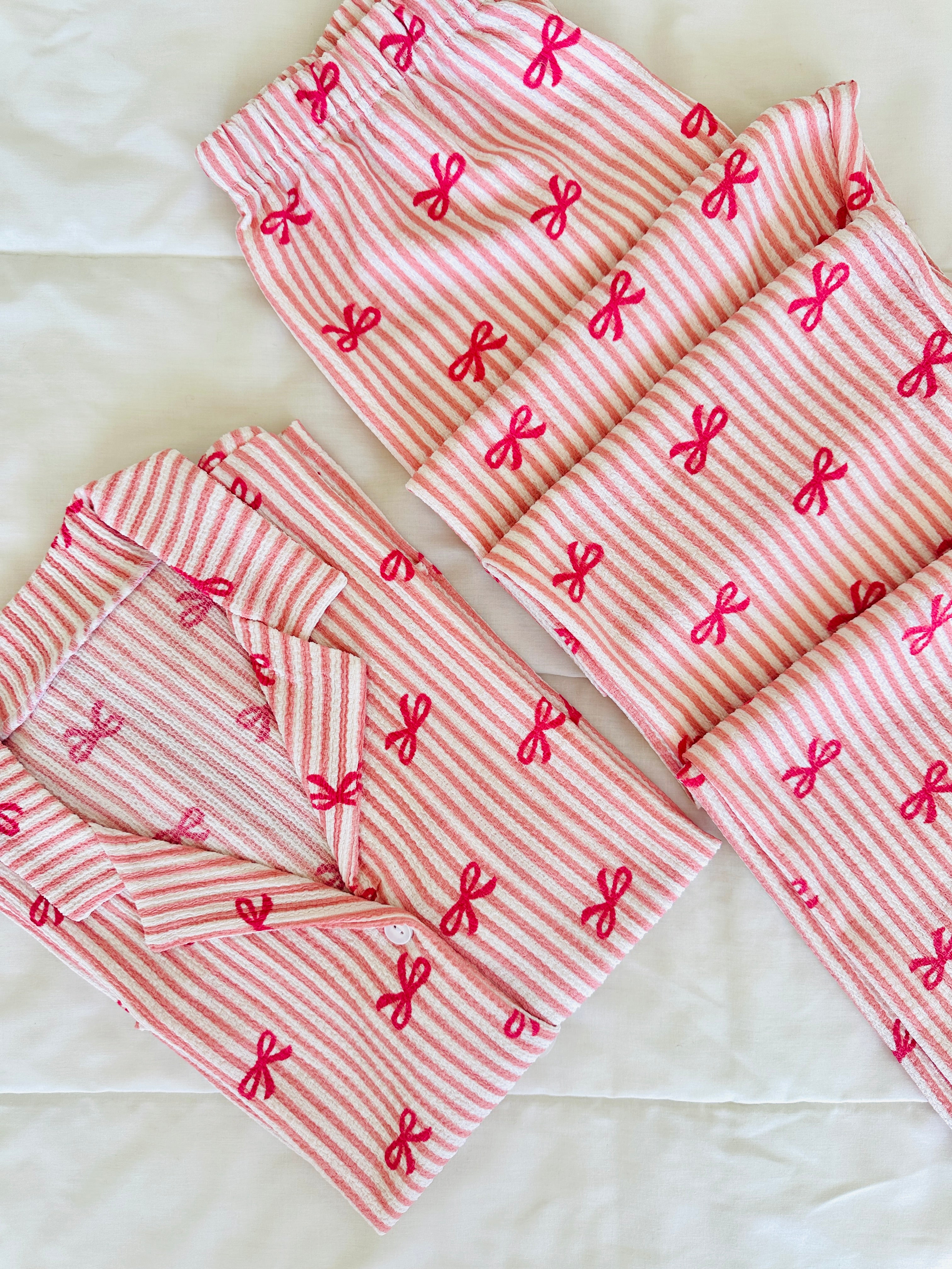 Pembe Fiyonk Bürümcük Pijama Takımı