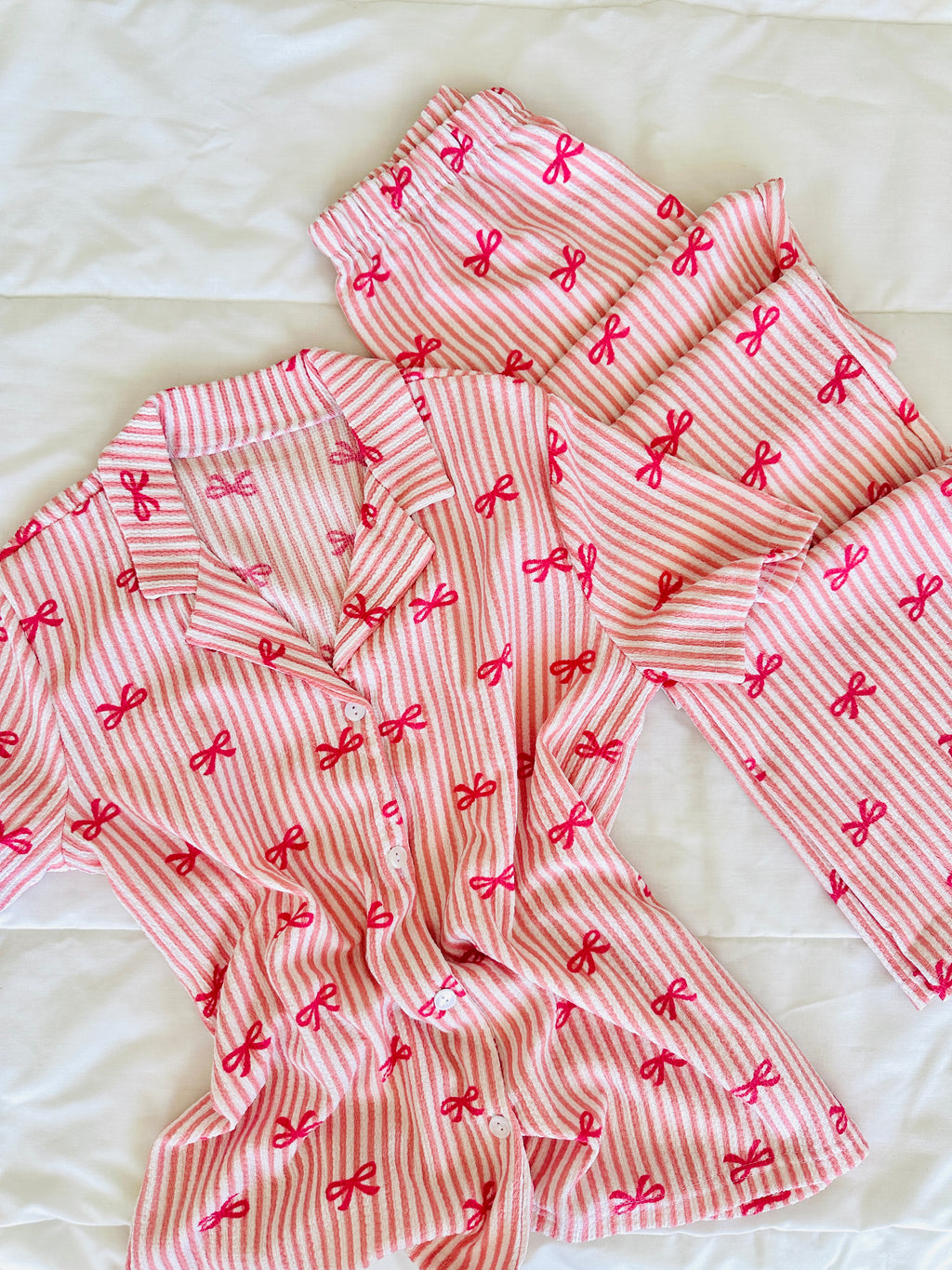 Pembe Fiyonk Bürümcük Pijama Takımı