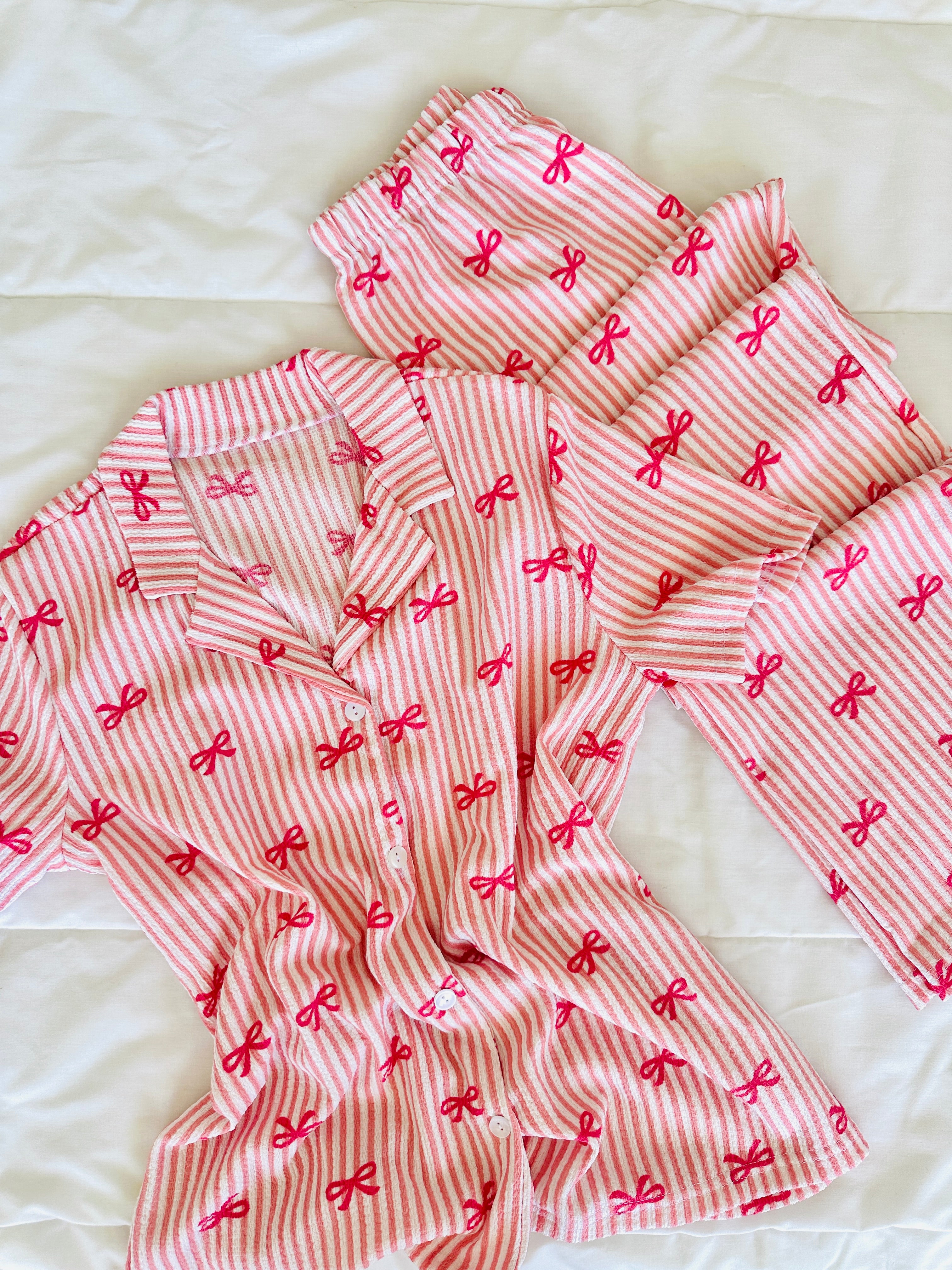 Pembe Fiyonk Bürümcük Pijama Takımı
