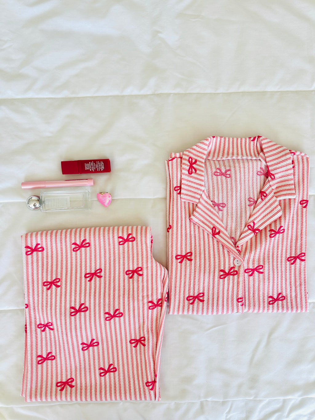 Pembe Fiyonk Bürümcük Pijama Takımı