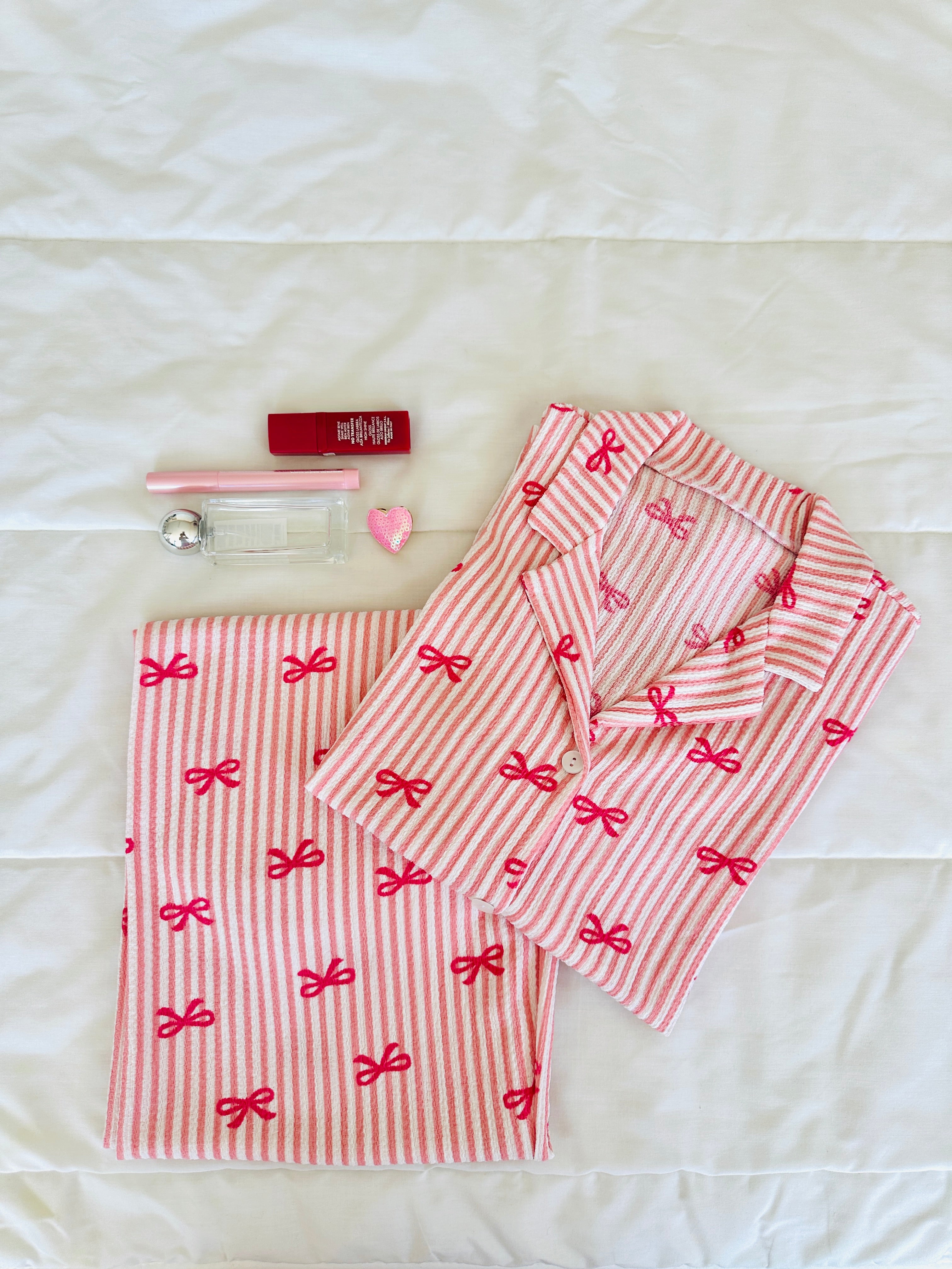 Pembe Fiyonk Bürümcük Pijama Takımı