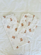 Beyaz Ayıcıklı Bürümcük Pijama Takımı