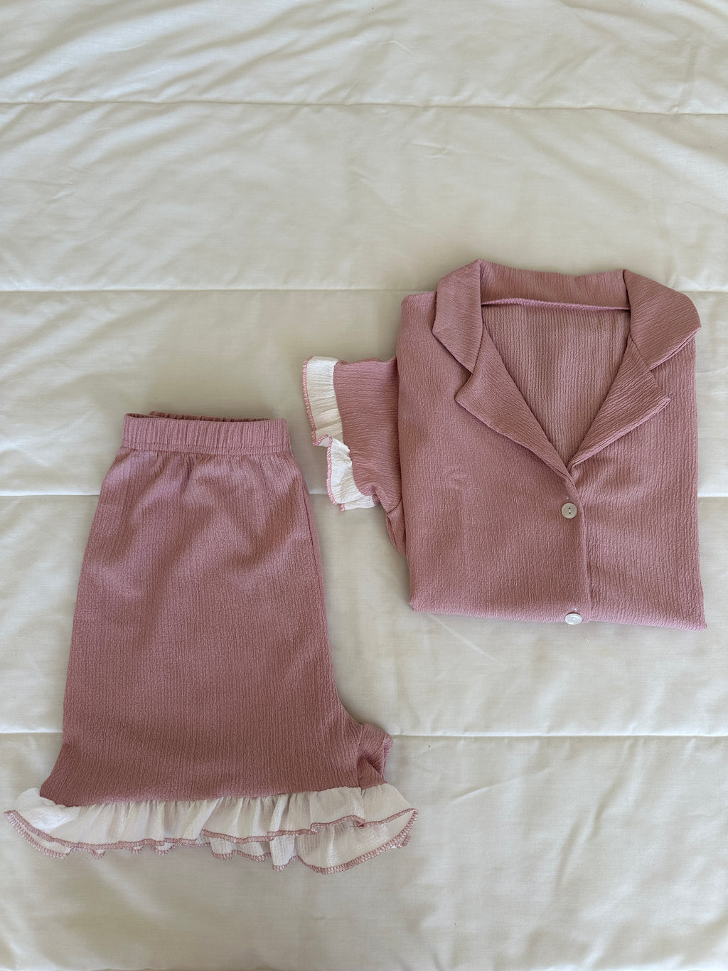 Rose Fırfırlı Şortlu Pijama Takımı