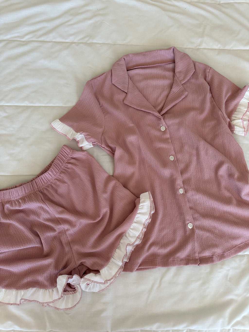 Rose Fırfırlı Şortlu Pijama Takımı