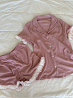Rose Fırfırlı Şortlu Pijama Takımı