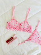 Elodie Pembe Kalpli Bralet Takım