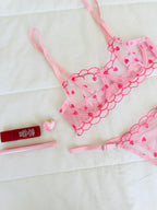 Elodie Pembe Kalpli Bralet Takım