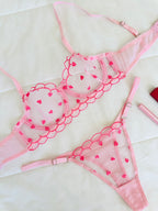 Elodie Pembe Kalpli Bralet Takım