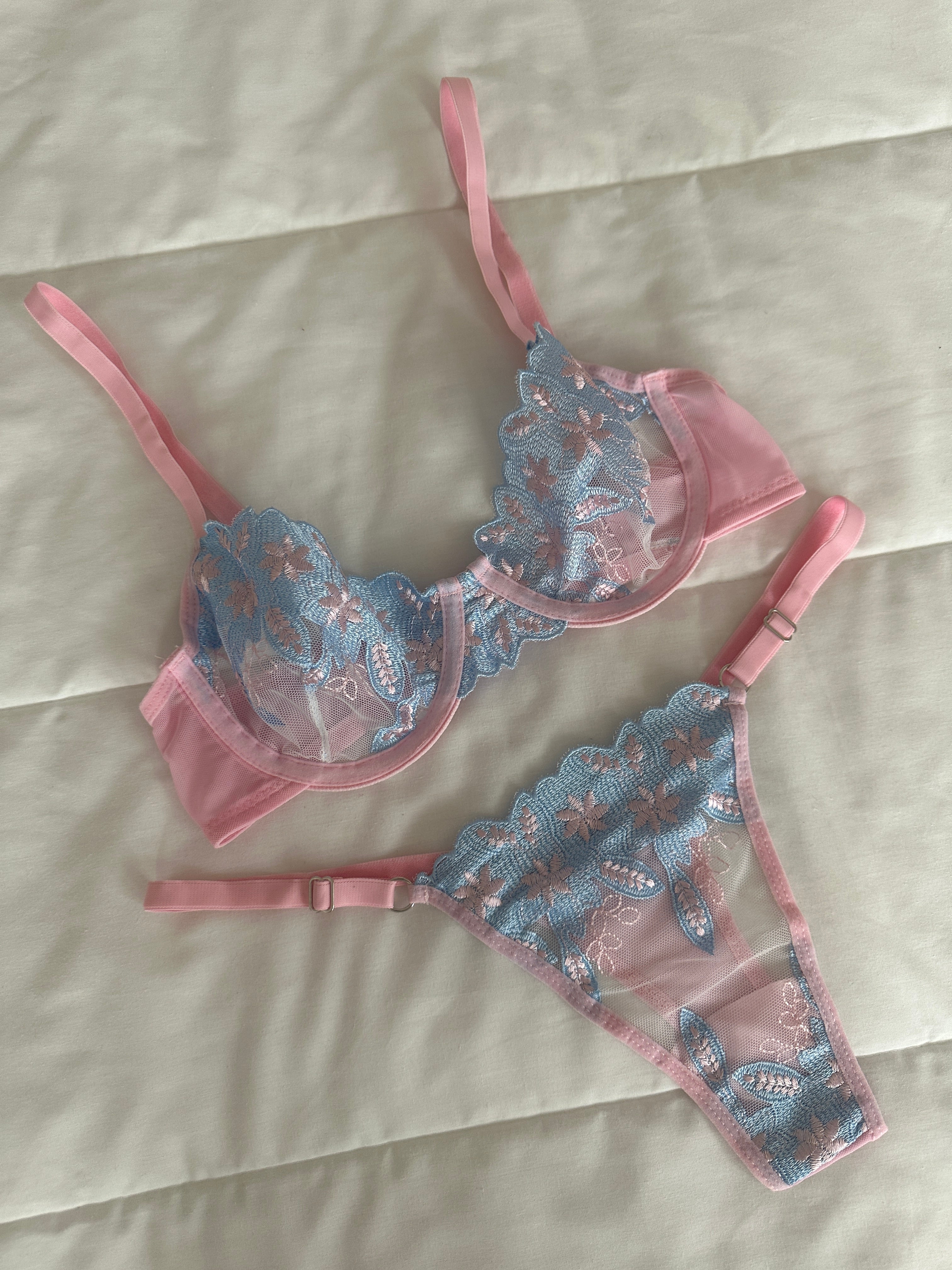 Pinkley Pembe Balenli Sütyen Takım