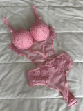 Megan Pembe Dolgulu Bodysuit