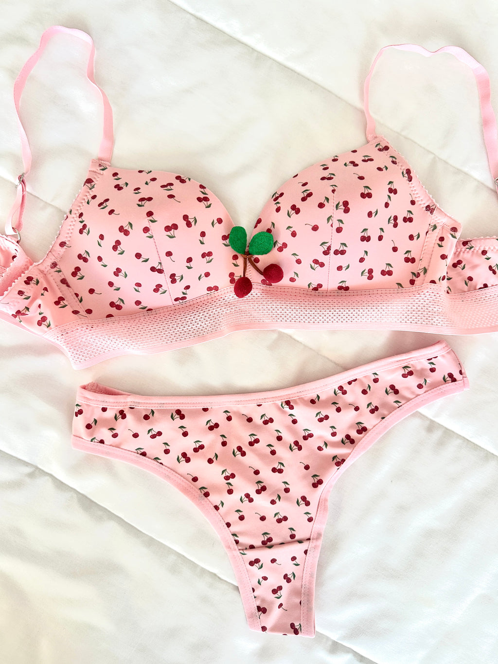 Cherry Pembe Dolgulu Sütyen Takım