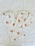 Beyaz Ayıcık Desenli Bürümcük Pijama Takımı - Feruz Design