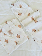 Beyaz Ayıcıklı Bürümcük Pijama Takımı - Feruz Design