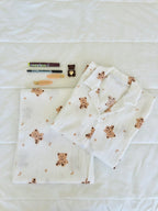 Beyaz Ayıcıklı Bürümcük Pijama Takımı - Feruz Design