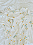 Beyaz Çiçek Desenli Bürümcük Pijama Takımı - Feruz Design